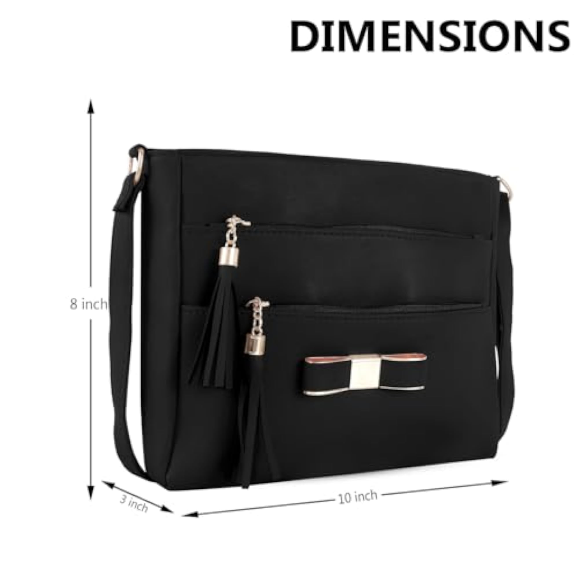 PU Leather Messenger Bag, Black